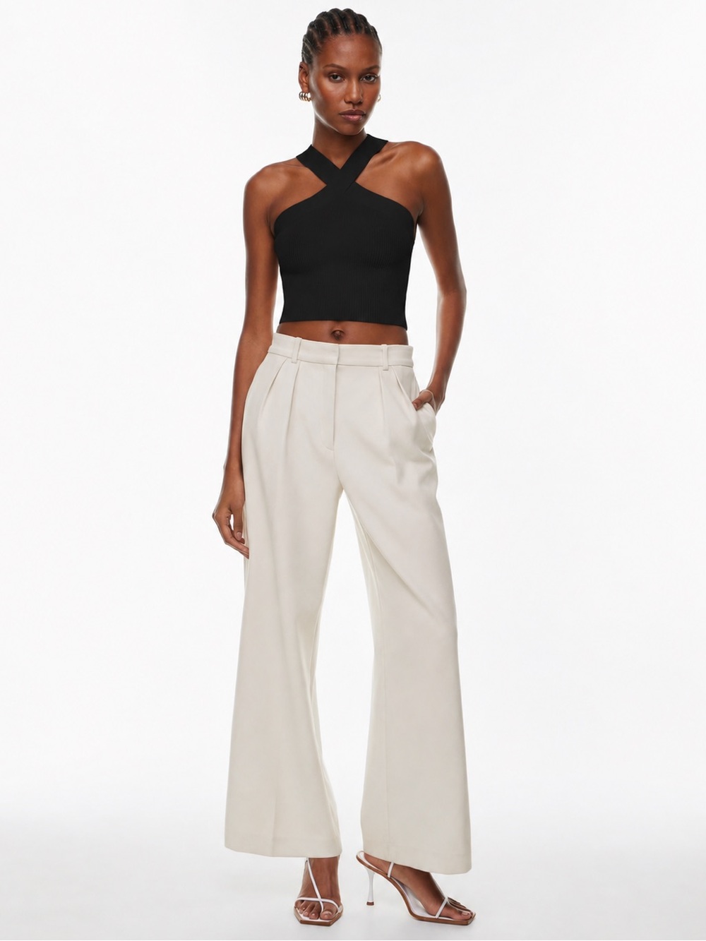 Babaton Aritzia Black criss-Cross Knit Top
